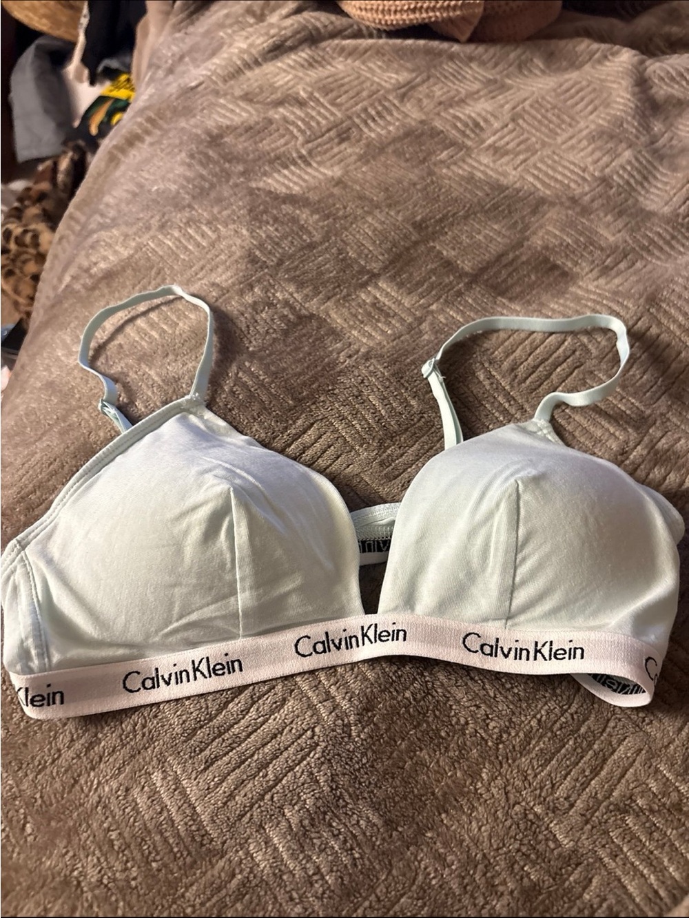 Calvin Klein Pale Blue Wireless Logo Bralette